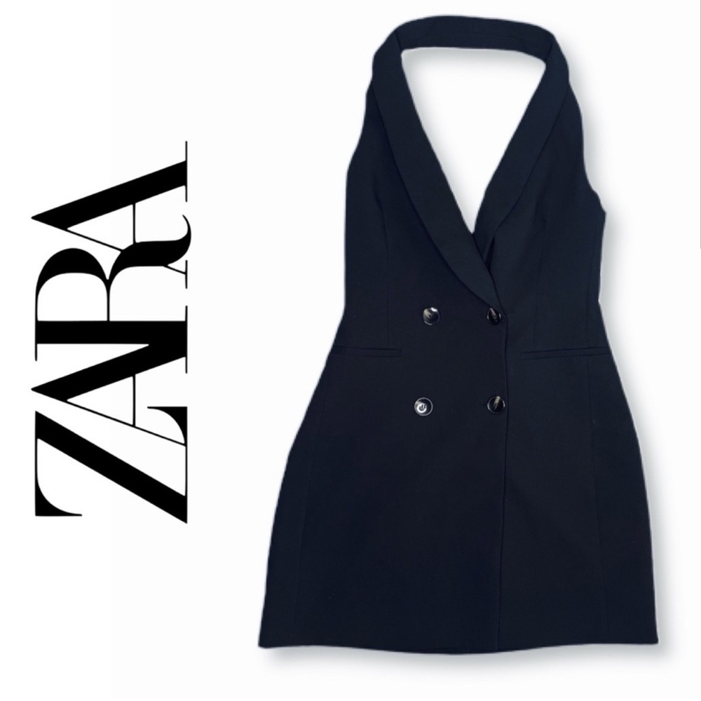 Zara Sleeveless Black Tuxedo Dress